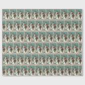 フェスティバルビンテージクリスマス雪だるまタイル ラッピングペーパー (フラット)