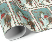 フェスティバルビンテージクリスマス雪だるまタイル ラッピングペーパー (ロールコーナー)