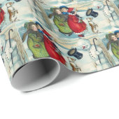 フェスティバルビンテージクリスマス雪だるまタイル  ラッピングペーパー (ロールコーナー)