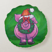 フェスティバルピグインサンタハットオングリーン ラウンドクッション (裏面)