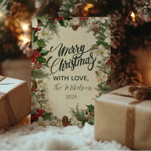 フェスティバルピネコーンとホリークリスマス シーズンカード