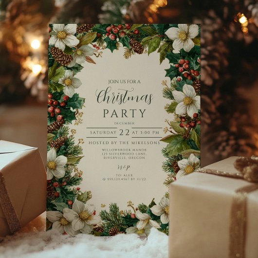 フェスティバルピネコーンとホリークリスマス 招待状