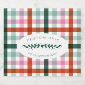 フェスティバルピンクとグリーンジンガムのクリスマス スパークリングワインラベル (シングルラベル)