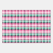 フェスティバルピンクとグリーンモダンツイストプレイドデザイン ラッピングペーパーシート (正面)