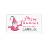 フェスティバルピンクと白かわいい格言メリークリスマス ラベル (正面)