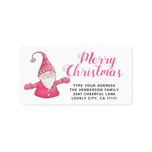 フェスティバルピンクと白かわいい格言メリークリスマス ラベル (正面)