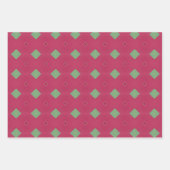 フェスティバルピンクと緑のジオメト鮮やかリ ラッピングペーパーシート (正面)