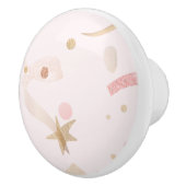 フェスティバルピンクと金ゴールドパターン セラミックノブ (右)