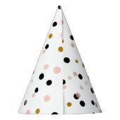 フェスティバルピンクと金ゴールド紙吹雪ドットモダン パーティーハット (裏面)