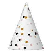 フェスティバルピンクと金ゴールド紙吹雪ドットモダン パーティーハット (左)