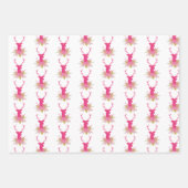 フェスティバルピンクのクリスマスタイル模様 ラッピングペーパーシート (正面3)