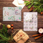 フェスティバルピンクの冬のワンダーランドのクリスマス ラッピングペーパーシート