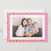 フェスティバルピンクオレンジ色チェッ縁どカーボード2枚の写真 シーズンカード (正面)