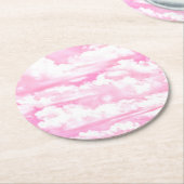 フェスティバルピンククラウド ラウンドペーパーコースター (アングル)
