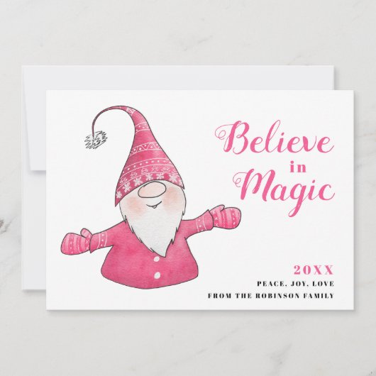 フェスティバルピンククリスマスキュート信じ格言イン魔法 シーズンカード (正面)