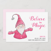 フェスティバルピンククリスマスキュート信じ格言イン魔法 シーズンカード (正面/裏面)
