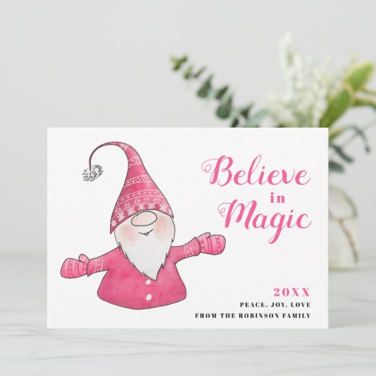 フェスティバルピンククリスマスキュート信じ格言イン魔法 シーズンカード (スタンド正面)