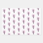 フェスティバルピンククリスマスツリーのスノーフレークのパターン ラッピングペーパーシート (正面3)