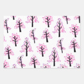 フェスティバルピンククリスマスツリーのスノーフレークのパターン ラッピングペーパーシート (正面)