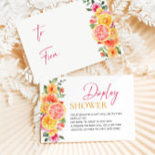 フェスティバルピンクフラワーシトラスブライダルディスプレイシャワー エンクロージャーカード