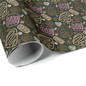 フェスティバルピンクブラックワンラインアートパターンホリデーズ ラッピングペーパー (ロールコーナー)