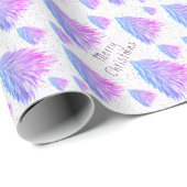 フェスティバルピンクブルークリスマスツリーの水色 ラッピングペーパー (ロールコーナー)