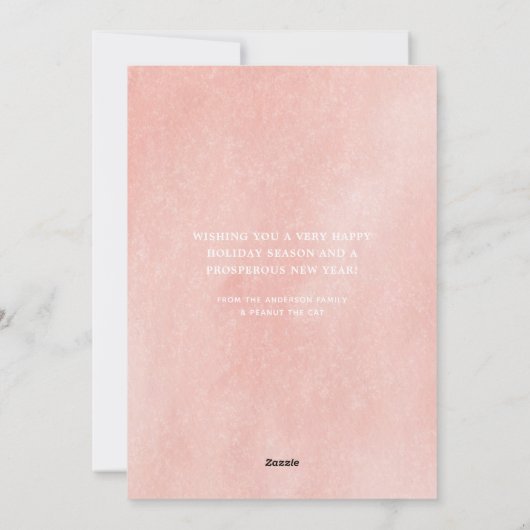 フェスティバルピンクメリークリスマスキュートブラックキャットコーヒー シーズンカード (裏面)