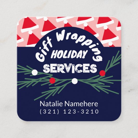 フェスティバルピンクモダンプロフェッショナルギフトラップサービス スクエア名刺 (正面)