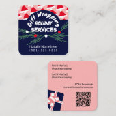 フェスティバルピンクモダンプロフェッショナルギフトラップサービス スクエア名刺 (正面/裏面)