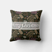 フェスティバルピンクワンラインパター芸術的ンクリスマス クッション (裏面)