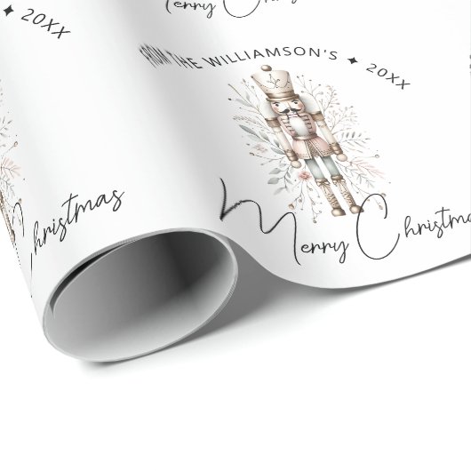 フェスティバルピンク金ゴールドくるみ割りクリスマス ラッピングペーパー (ロールコーナー)