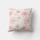 フェスティバルピンク金ゴールドの雪片タイル模様 クッション (裏面)
