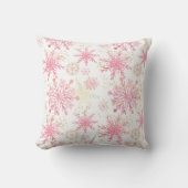 フェスティバルピンク金ゴールドの雪片タイル模様 クッション (正面)