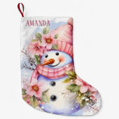フェスティバルピンク雪の女性の名前を追加 スモールクリスマスストッキング (正面)