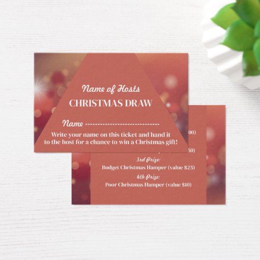 フェスティバルピンク、クリスマスパーティーラッフルチケット (デスク)