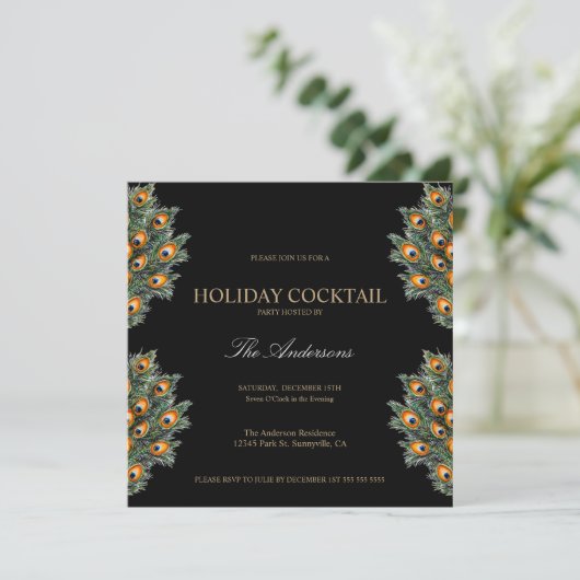 フェスティバルピーコックホリデーカクテルクリスマスパーティー 招待状 (スタンド正面)