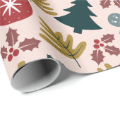 フェスティバルピーチクリスマスツリーとジンジャーブレッドマン ラッピングペーパー (ロールコーナー)