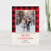 フェスティバルファミリーカスタムフォトレッドクリスマスフォールディング カード (正面)