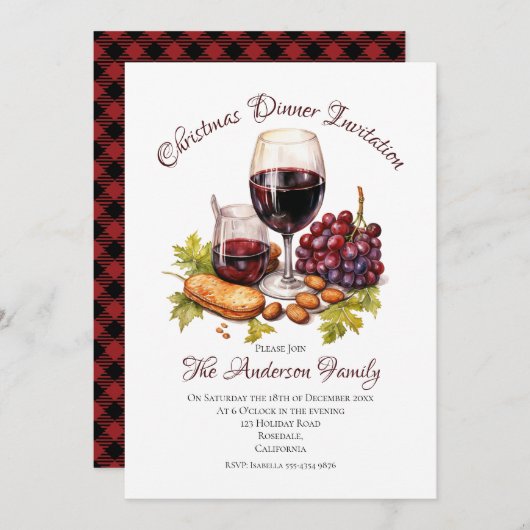 フェスティバルファミリーギャザリングウォーターカラーイラストレーションI 招待状 (正面/裏面)