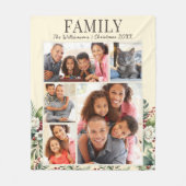 フェスティバルファミリーフォトコラージクリームクリスマス フリースブランケット (正面)