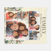 フェスティバルファミリーフォトコラージクリームクリスマス フリースブランケット (正面(横))