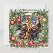 フェスティバルファミリーフォトホリデーリースグリーティングカード シーズンカード (正面)