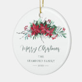 フェスティバルファミリーポインセティシアクリスマスホリデー セラミックオーナメント (左)