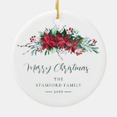 フェスティバルファミリーポインセティシアクリスマスホリデー セラミックオーナメント (裏面)