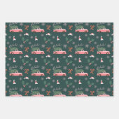 フェスティバルファラクリスマスツリーヴィンテージピンクトラック ラッピングペーパーシート (正面)