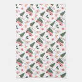 フェスティバルファラクリスマスツリーヴィンテージピンクレトロバン キッチンタオル (縦)