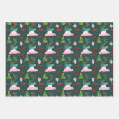 フェスティバルファラクリスマスツリーヴィンテージピンクレトロ ラッピングペーパーシート (正面)