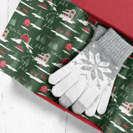 フェスティバルファラヴィンテージクリスマスツリーファームシーン 薄葉紙