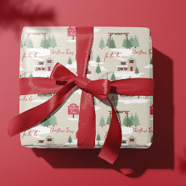 フェスティバルファラヴィンテージクリスマスツリーファームラッピング ラッピングペーパー