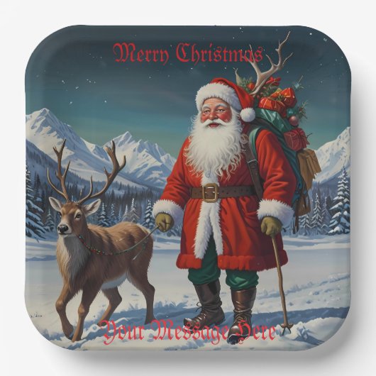 フェスティバルファーザークリスマスサンタ ペーパープレート (正面)
